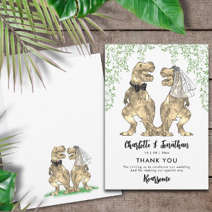 Dinosaur Theme Wedding Thank You Card