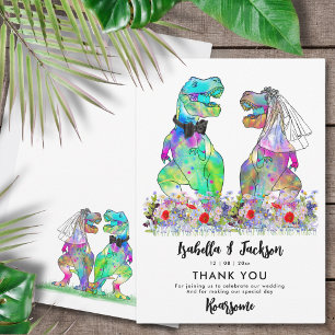 Dinosaur Theme Wedding Thank You Card