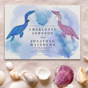 Dinosaur Theme Wedding Watercolor Sea Invitation