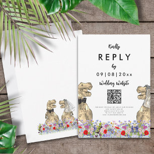 Dinosaur Theme Wedding Website Reply RSVP Card