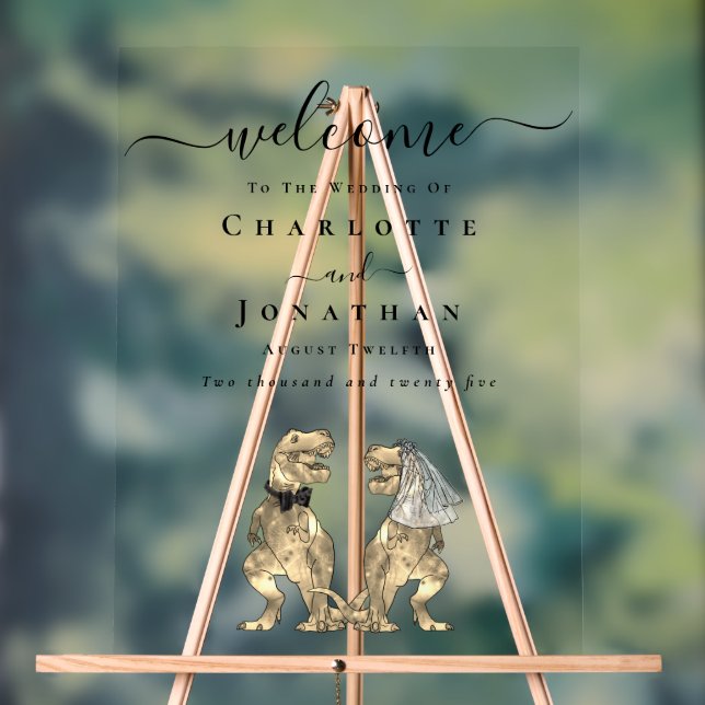 Dinosaur theme Wedding Welcome Acrylic Sign (Neutral)