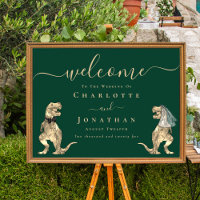 Dinosaur Theme Wedding Welcome Dark Green