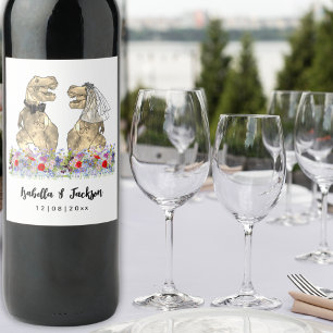 Dinosaur Theme Wedding Wine Label