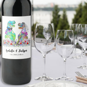 Dinosaur Theme Wedding Wine Label