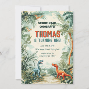 Dinosaur Themed Birthday Invitation