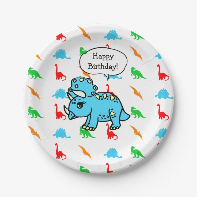 Dinosaur Themed Birthday Plates (Front)