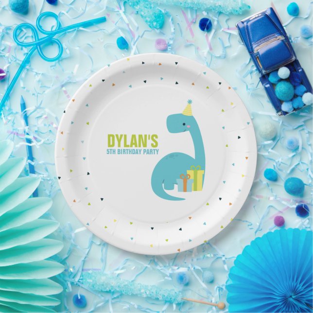 Dinosaur Themed Kids Birthday Party Paper Plate (Party)