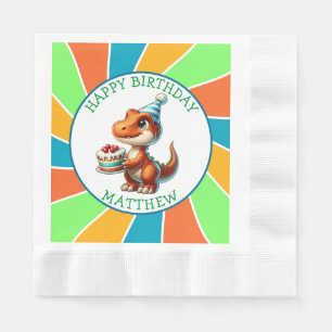 Dinosaur themed Kid's Birthday Party Personalised Napkin