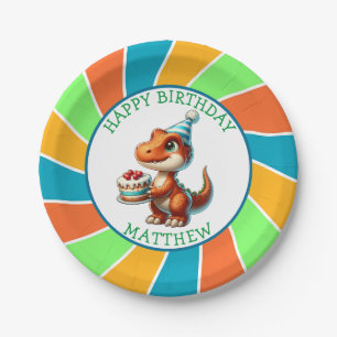 Dinosaur themed Kid's Birthday Party Personalised Paper Plate