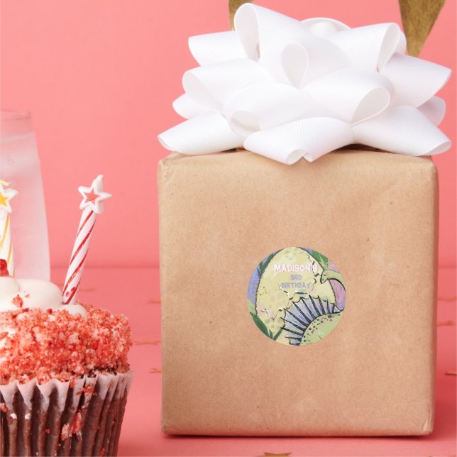 Dinosaur Themed Party Birthday Classic Round Sticker (Party)