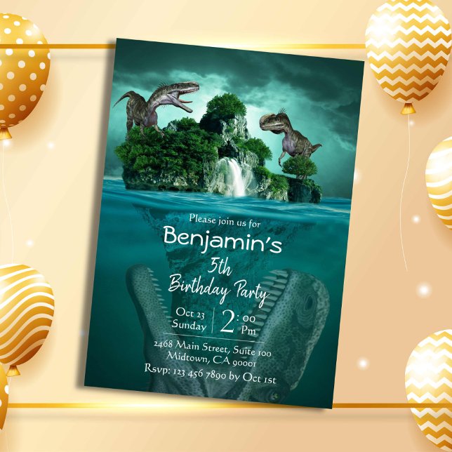 Dinosaur themed simple modern 5th birthday  invitation (Creator Uploaded)