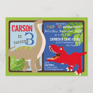 Dinosaur Third Birthday Invitation Card