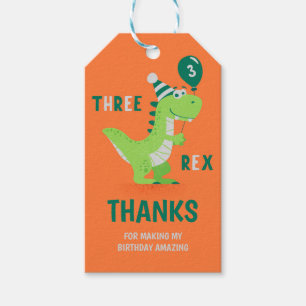 Dinosaur Three Rex 3rd Birthday Gift Tags
