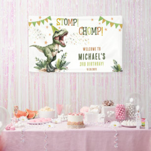 Dinosaur Three Rex 3rd Birthday Party  Banner