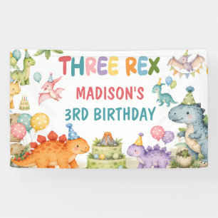 Dinosaur Three Rex 3rd Birthday Party Banner