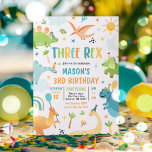 Dinosaur Three Rex 3rd Birthday Party Invitation<br><div class="desc">Dinosaur Three Rex 3rd Birthday Party Invitation
All designs are © PIXEL PERFECTION PARTY LTD</div>