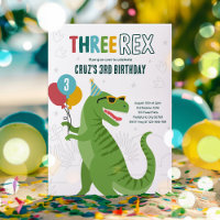 Dinosaur Three Rex 3rd Birthday Party T-Rex