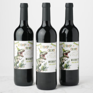Dinosaur Three Rex 3rd Birthday Party Wine Label