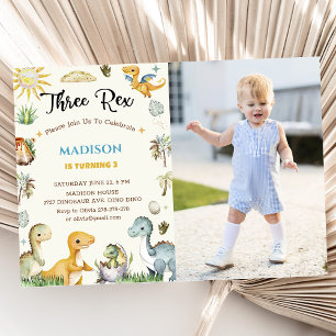Dinosaur Three Rex Boy Invitation