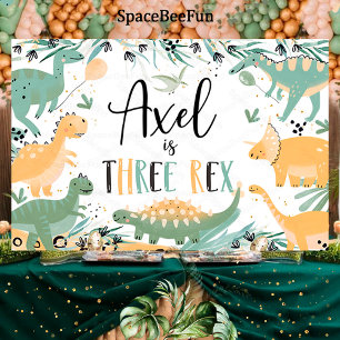 Dinosaur Three Rex Dino Backdrop Banner Birthday