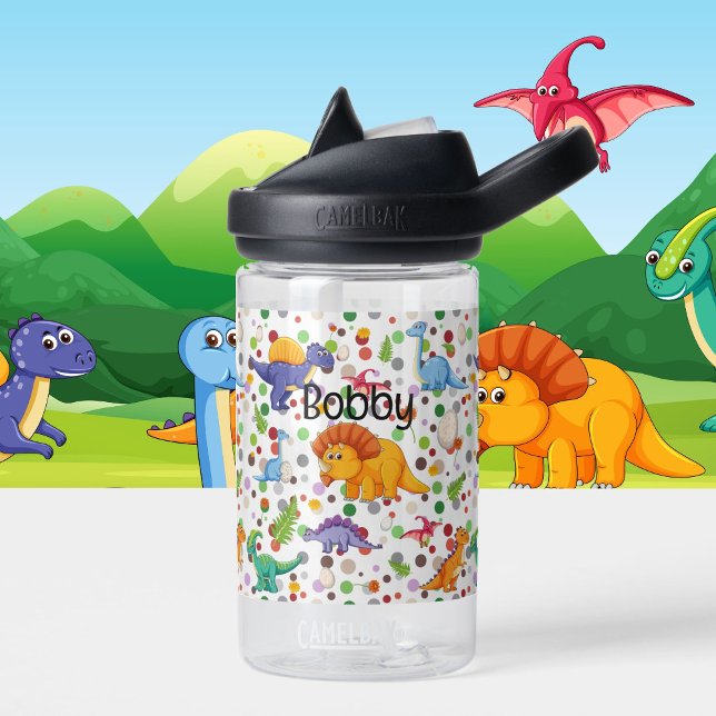 Dinosaur Toddler Personalise Name Durable Water Bo Water Bottle (Creator Uploaded)