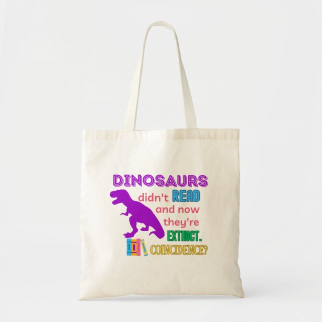 Dinosaur Tote Library Bag (Front)