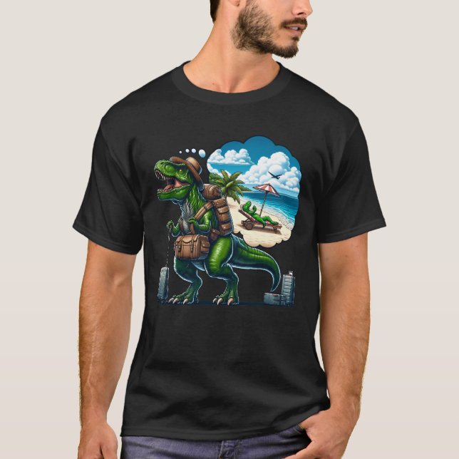 Dinosaur Travel Traveller Travelling Vacation Sea T-Shirt (Front)