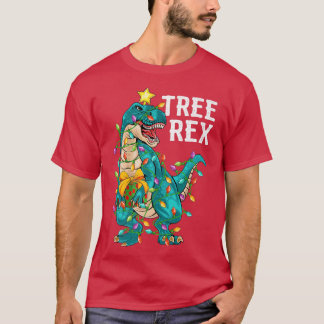 Dinosaur Tree Re Xmas Lights Funny Tre Dinosaur Ch T-Shirt