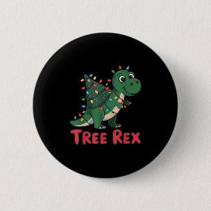 Dinosaur Tree Rex Christmas Men Boys Kids Toddler 6 Cm Round Badge
