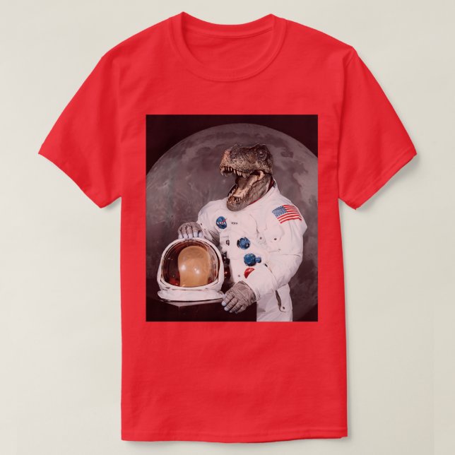 Dinosaur TRex Astronaut T-Shirt (Design Front)