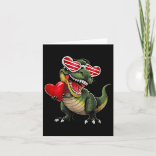 Dinosaur Trex Holding Heart Wearing Sungl Valentin Card