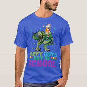 Dinosaur TRex Roaring Into 100 Days Of School Back T-Shirt