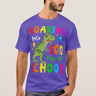 Dinosaur TRex Roaring Into 100 Days Of School T-Shirt