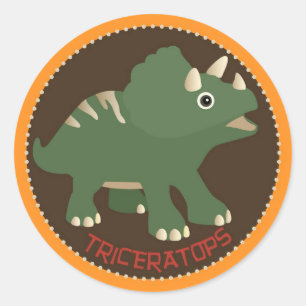 Dinosaur Triceratops Birthday Cupcake Topper Label