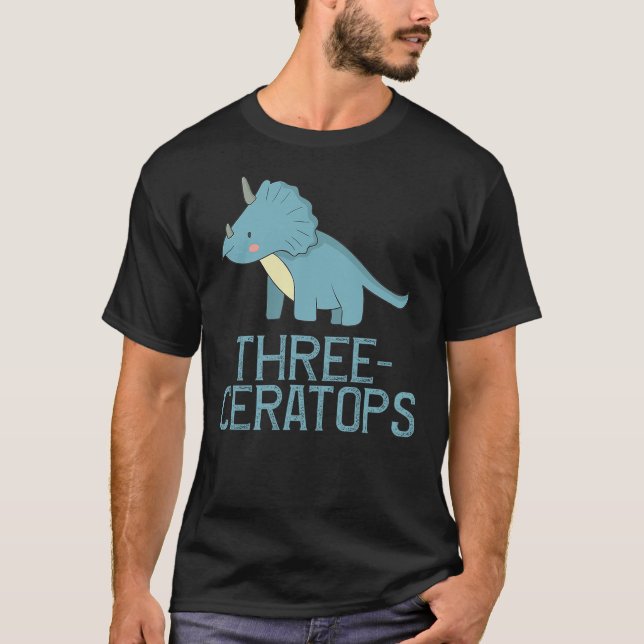 Dinosaur triceratops birthday Tshirt for three yea (Front)