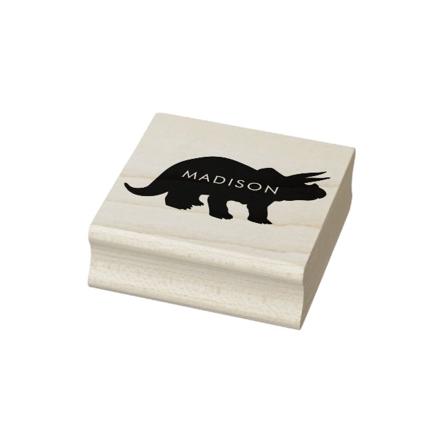 Dinosaur Triceratops Cute Dino Kid's Name Rubber Stamp (Stamp)