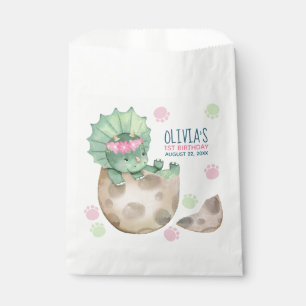 Dinosaur Triceratops Girl 1st Birthday Party Favour Bags