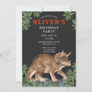 Dinosaur Triceratops Kid's Birthday Party Invitation