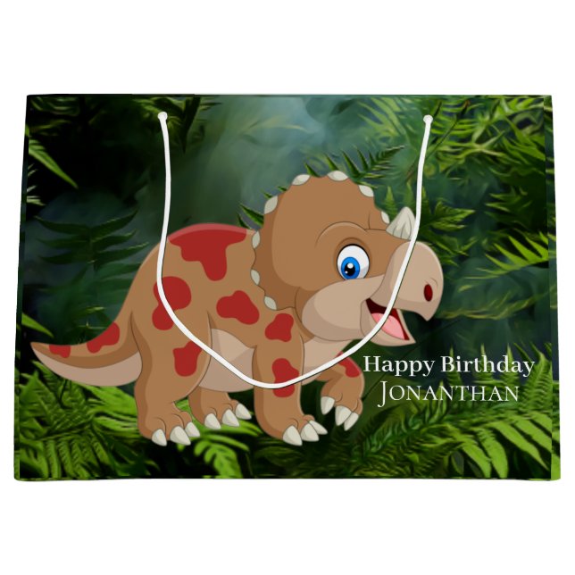 Dinosaur  Triceratops  Large Gift Bag (Front)