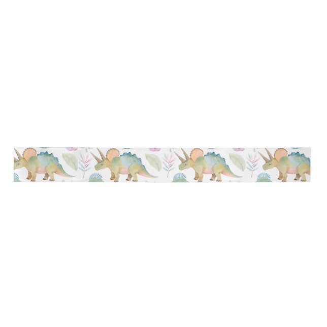 Dinosaur Triceratops Party Ribbon Satin Ribbon (Front)