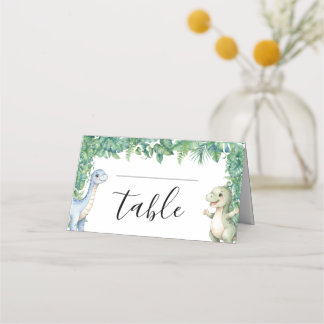 Dinosaur Tropical Leaf Baby Shower Place Cards