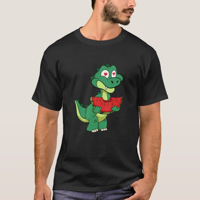 Dinosaur Tropical Summer Fruit Boy Dino Melon Wate T-Shirt (Front)