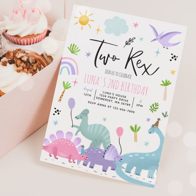 Dinosaur Two Rex 2nd Birthday Party Invitation (Creator Uploaded)