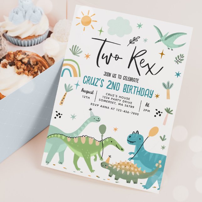 Dinosaur Two Rex 2nd Birthday Party Invitation (Creator Uploaded)