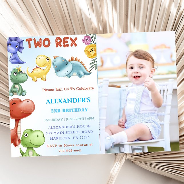 Dinosaur Two Rex Birthday Party  Invitation (Creator Uploaded)