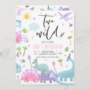 Dinosaur Two Wild 2nd Birthday Party Invitation