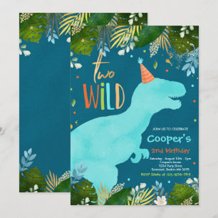 Dinosaur Two Wild Birthday Boy Dinosaur Birthday Invitation
