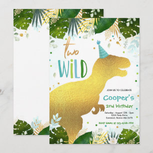 Dinosaur Two Wild Birthday Boy Dinosaur Birthday Invitation