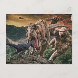 Dinosaur Tyrannosaurus Gorilla Velociraptor  Postcard
