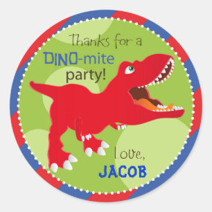 Dinosaur Tyrannosaurus Rex Birthday Cupcake Topper Classic Round Sticker